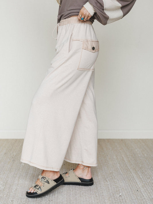The Nest Jodi Wide Leg Pants - Beige