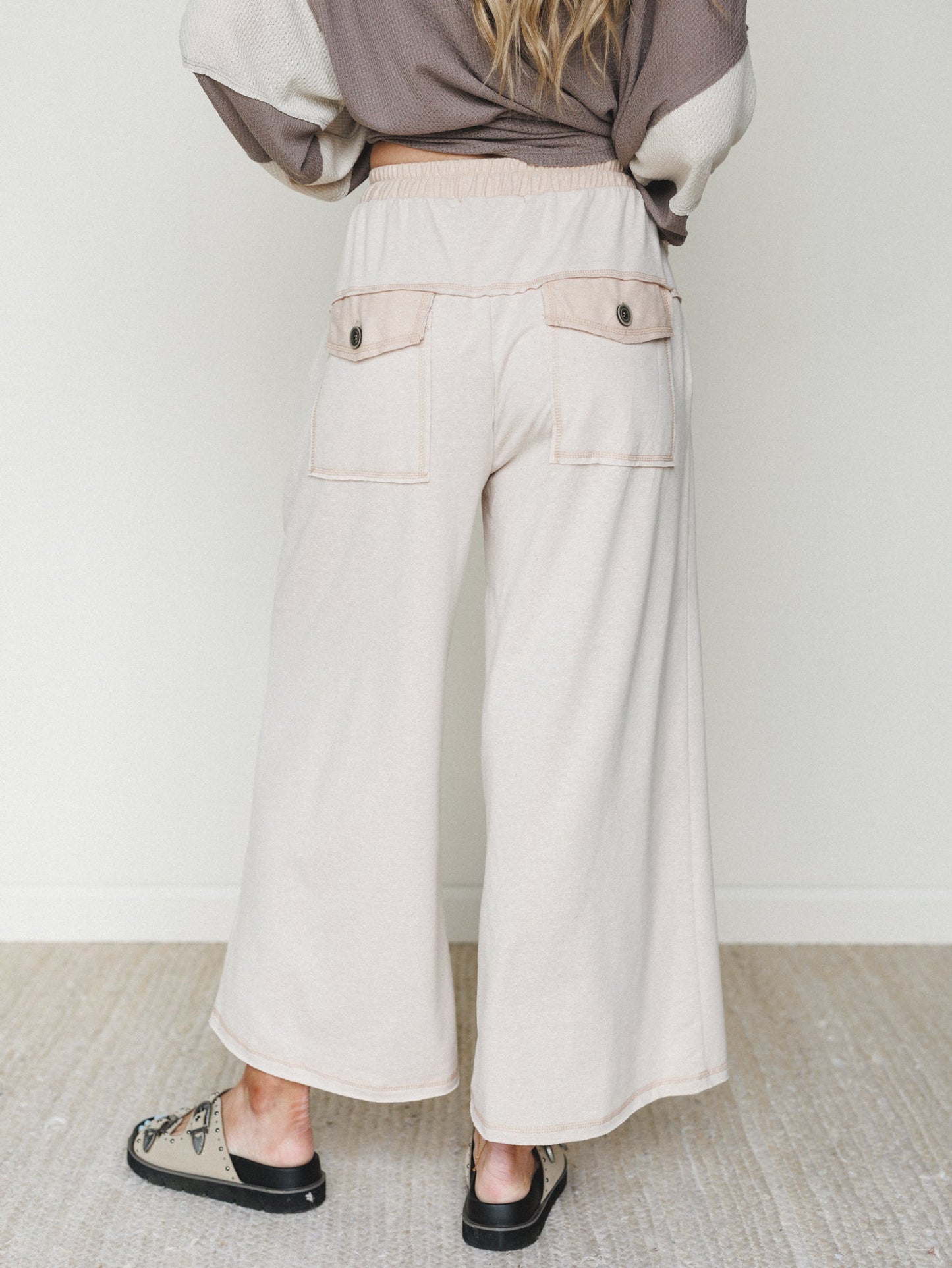 The Nest Jodi Wide Leg Pants - Beige