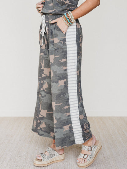 The Nest Casual Wanderer Wide Leg Pant - Olive Charcoal