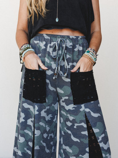 The Nest Let's Party Wide Leg Pants - Army Black