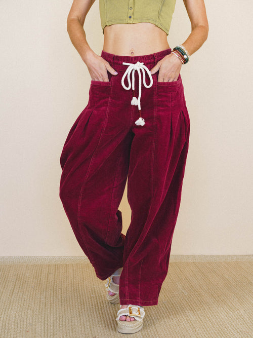 Soft Mirage Wide Leg Pants - Burgundy