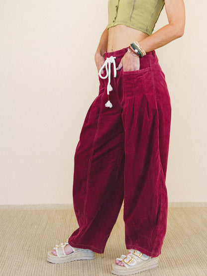 Soft Mirage Wide Leg Pants - Burgundy