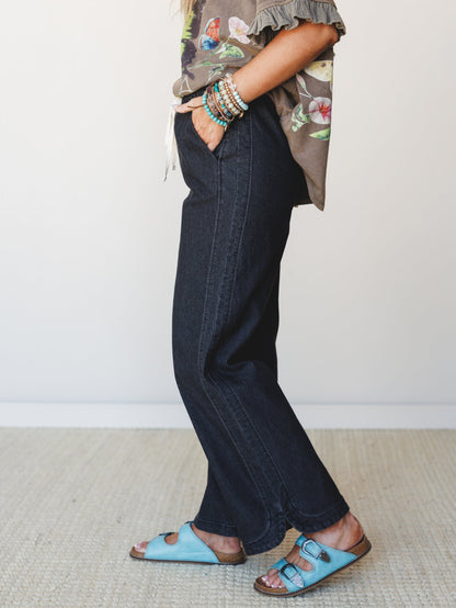 So Comfy Wide Leg Denim Pant - Black
