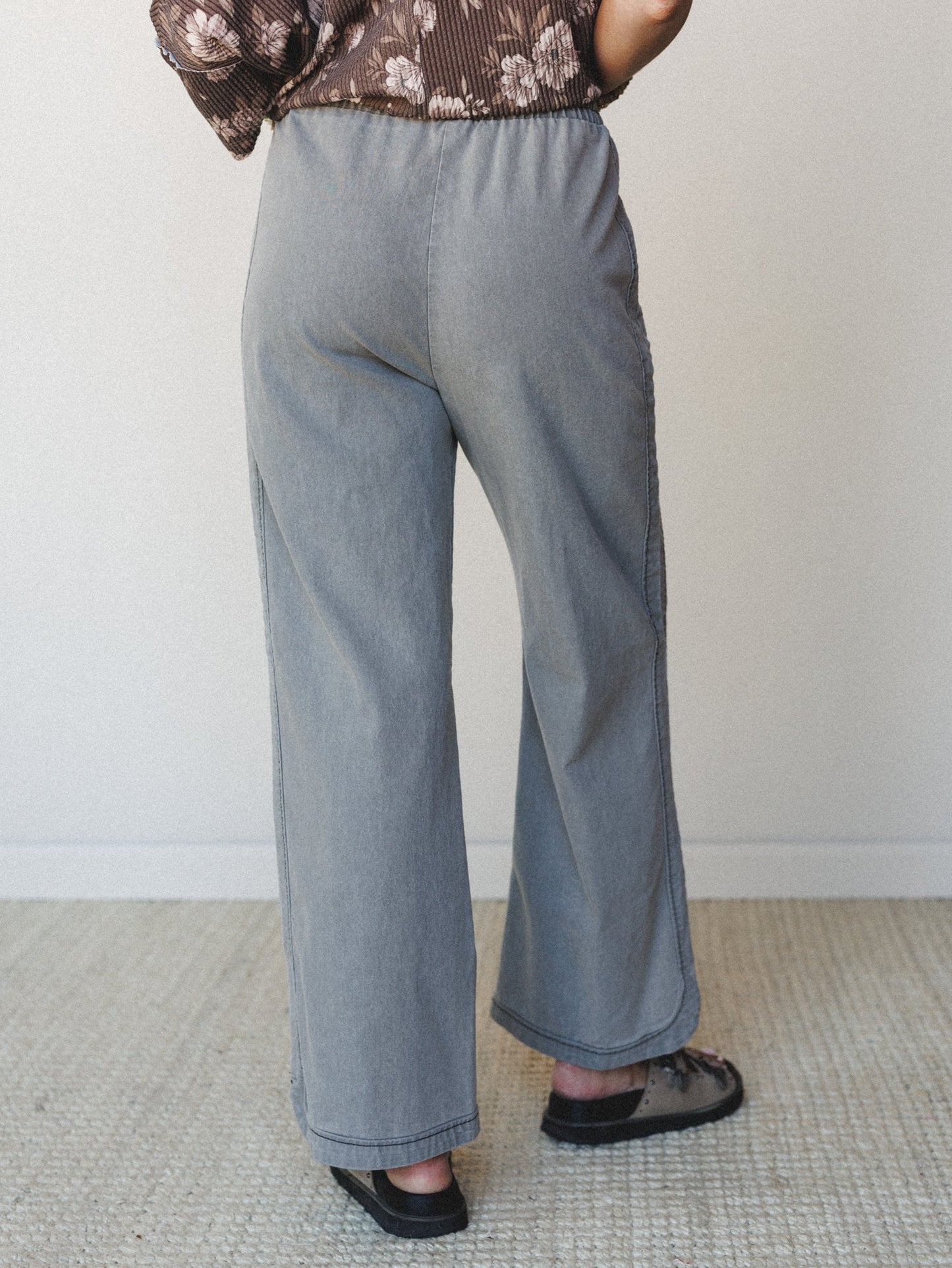 So Comfy Wide Leg Denim Pant - Grey