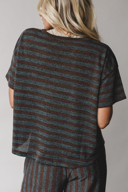 The Nest Ibiza Breeze Striped Top - Mint Brown