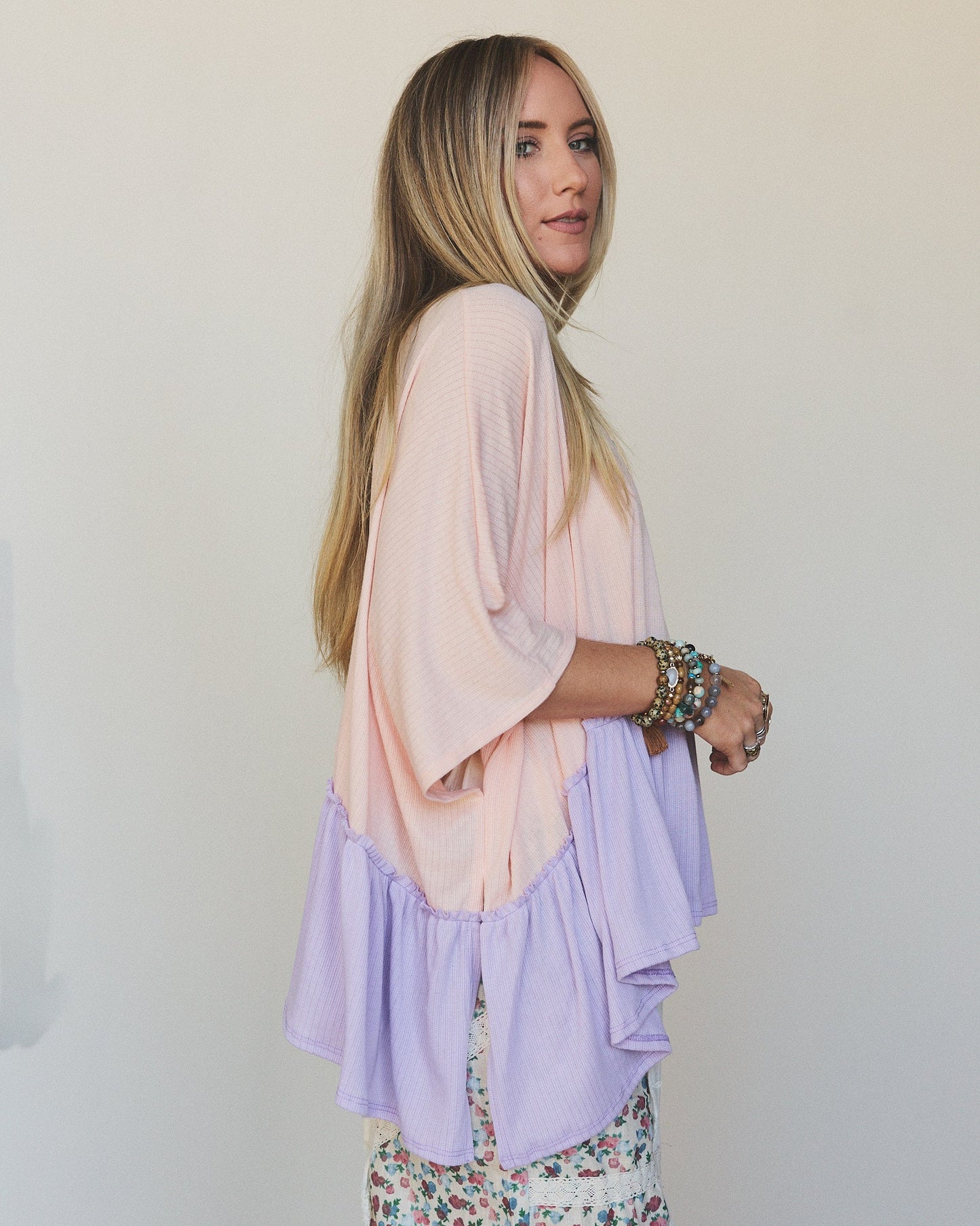 The Nest Sally Ruffle Top - Peach Lilac