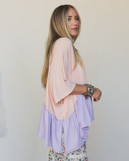 The Nest Sally Ruffle Top - Peach Lilac
