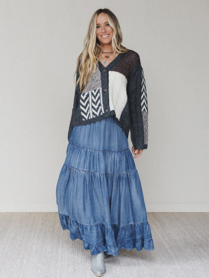 Romantic Meadows Denim Skirt - Denim