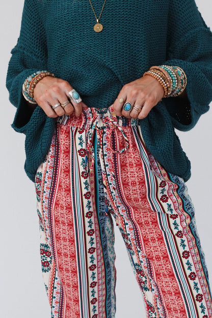 The Nest Staycation Wide Leg Drawstring Pant - Red Clay