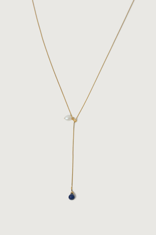 LARIAT NECKLACE WITH PEARL PENDANTS