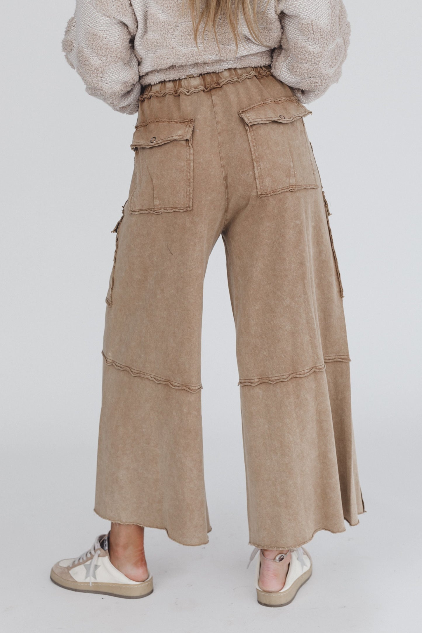 Game On Cargo Wide Leg Pant - Latte