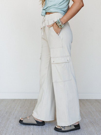It's a Match Wide Leg Pants - Bone