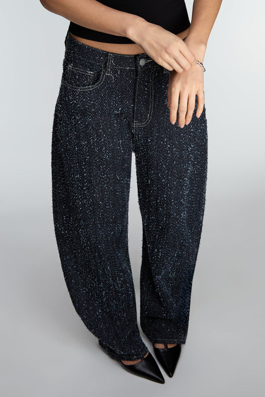 BOUCLE TEXTURED BARREL JEAN