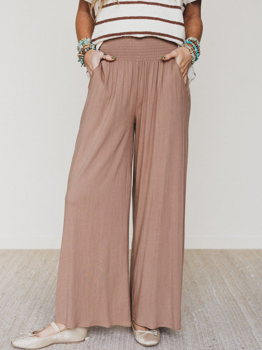 Seek The Moon Wide Leg Pants - Cocoa