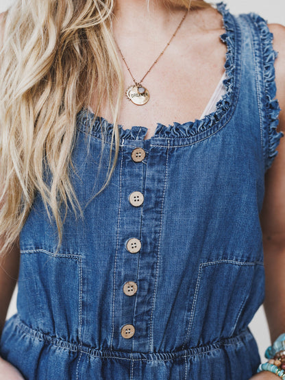 Spring Tea Romper - Medium Wash
