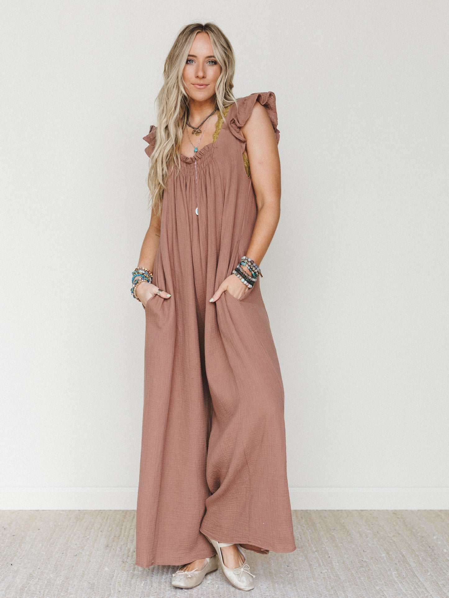 Calm Waves Jumpsuit - Mocha