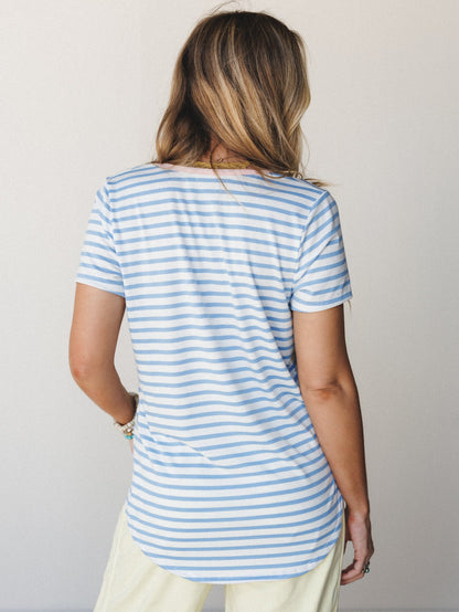 The Nest Scoop Neck Bralette Tee - Sky Blue