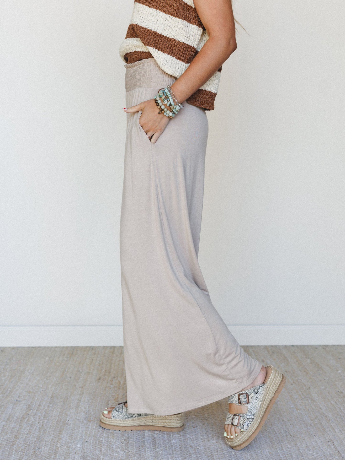 Comfort Above Wide Leg Pants - Ash Mocha