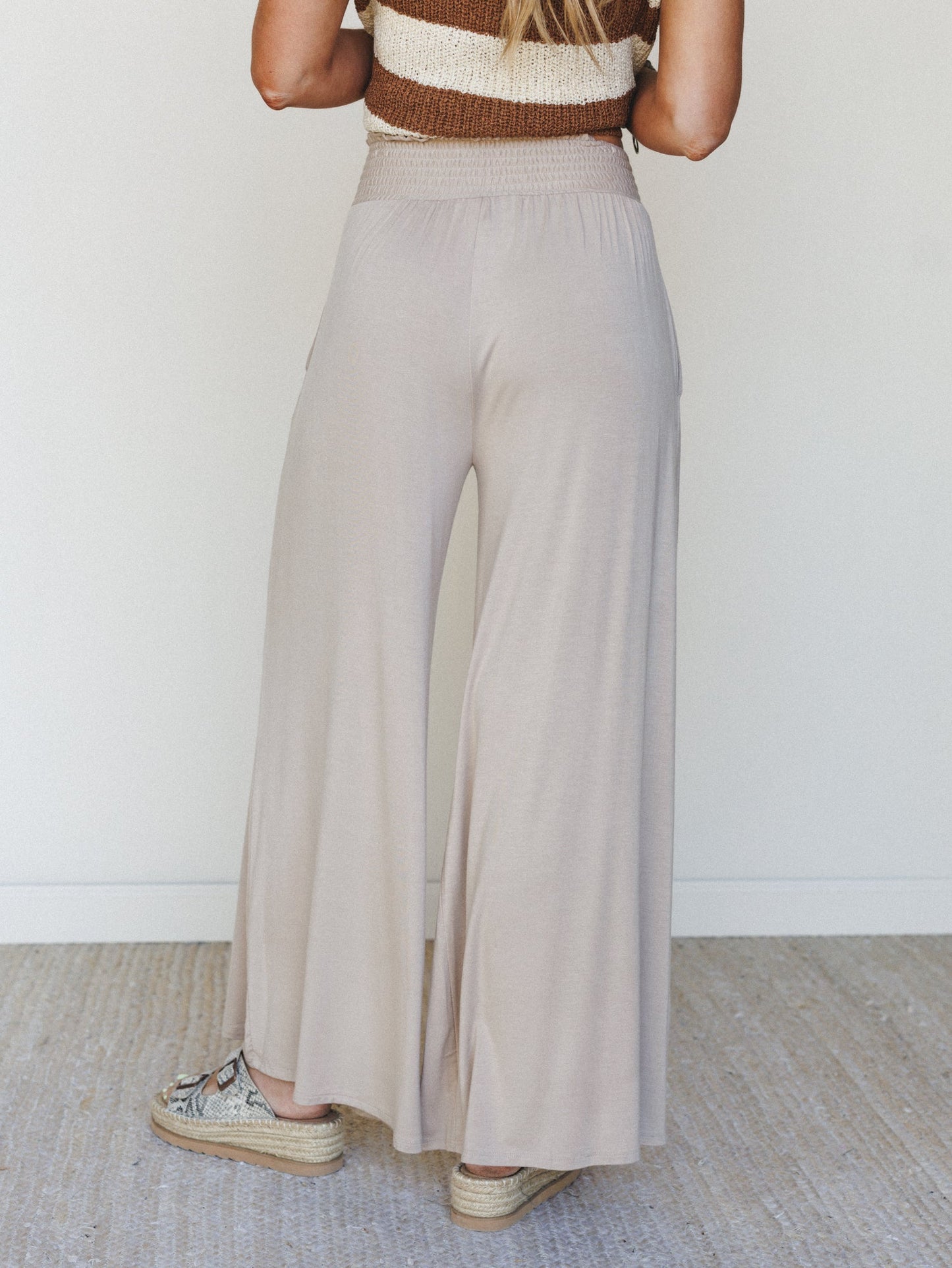 Comfort Above Wide Leg Pants - Ash Mocha