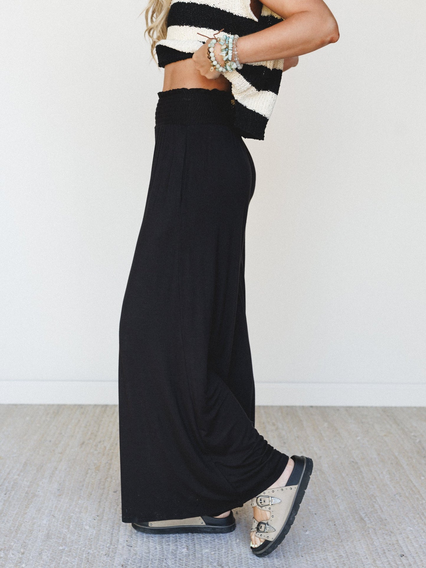Comfort Above Wide Leg Pants - Black