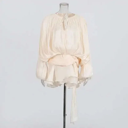 Women's A-Line Mini Dress with Long Sleeves & Empire Waist