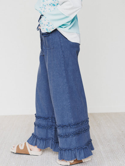 Chase The Horizon Ruffle Pants - New Blueberry