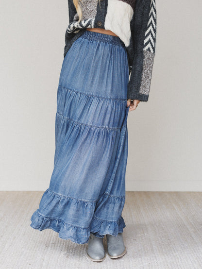 Romantic Meadows Denim Skirt - Denim