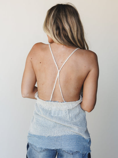 Aster Open Blouse  - Powder Blue