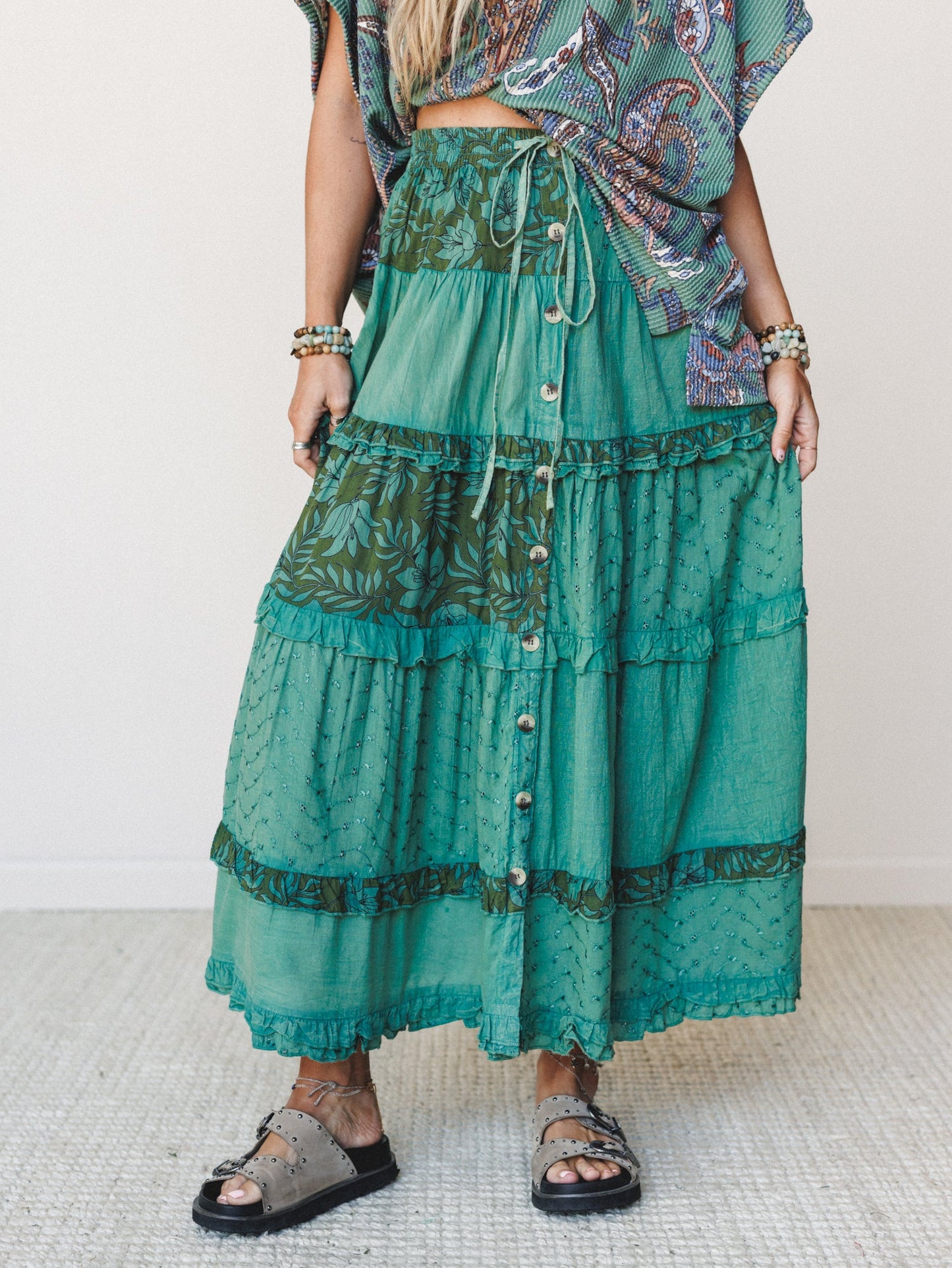 Life on the Island Skirt  - Olive Multi