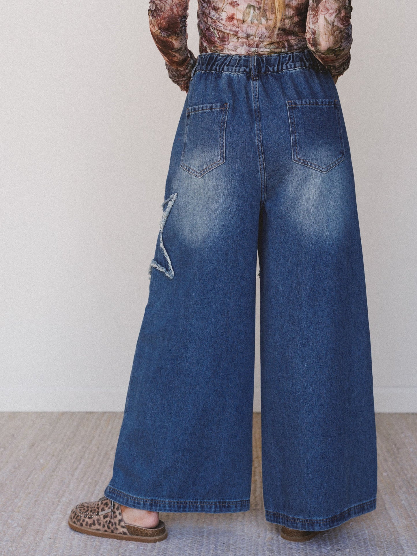 Star Child Wide Leg Jeans - Denim