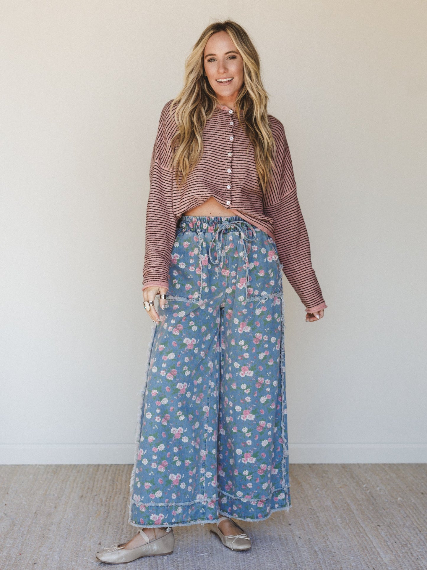 Love Petals Pants  - Light Denim