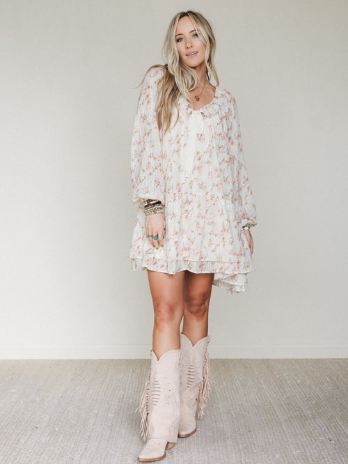 Beth Floral Print Dress - Cream