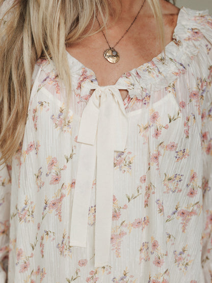 Beth Floral Print Dress - Cream