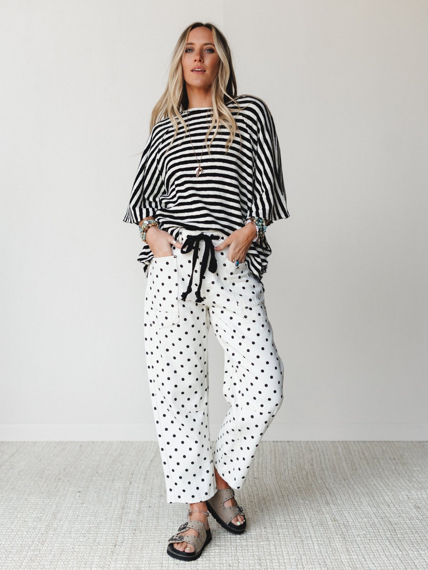 Spotted and Dotted Pants - Cream