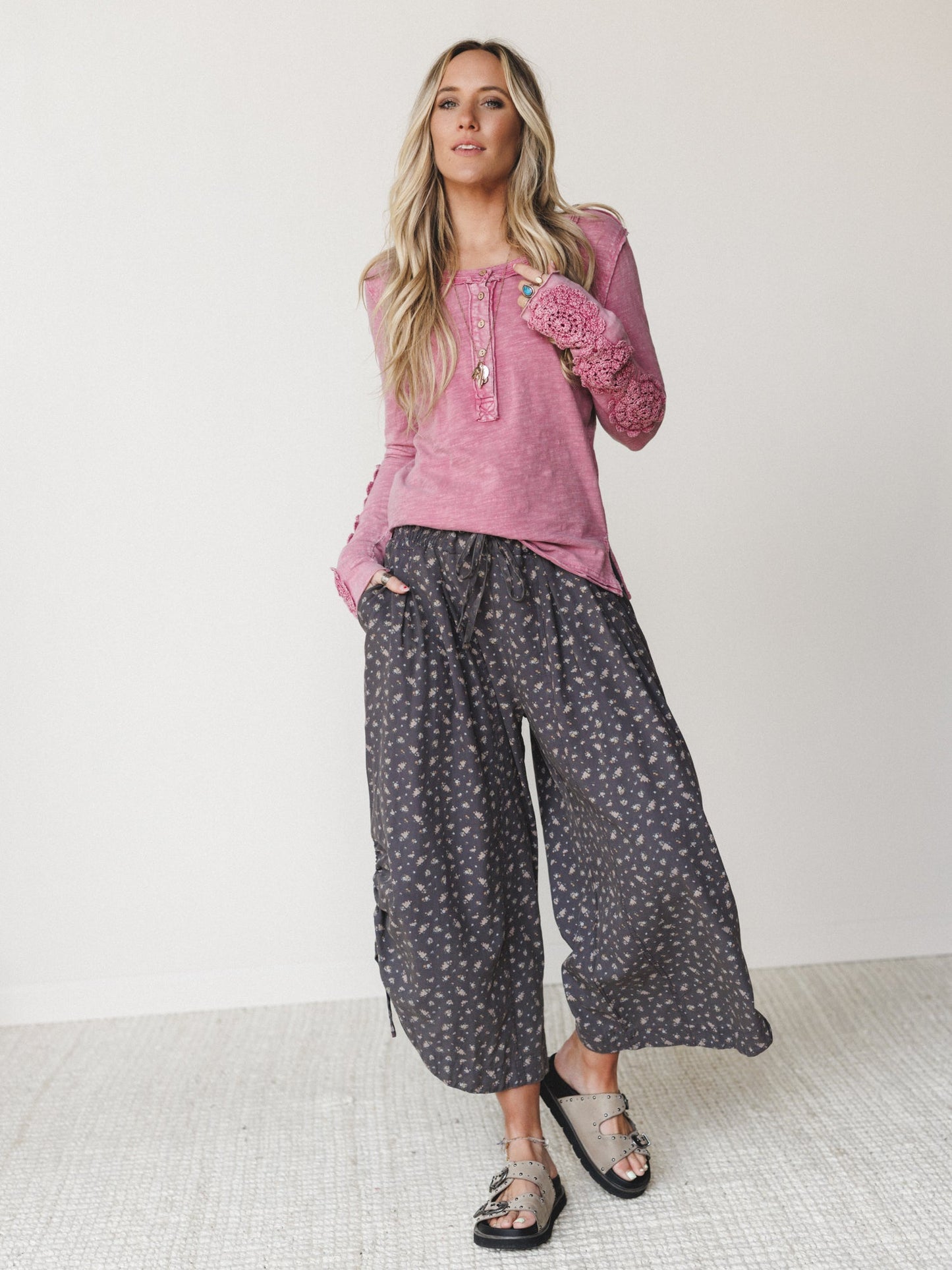 Vintage Blooms Pants - Ash Mocha