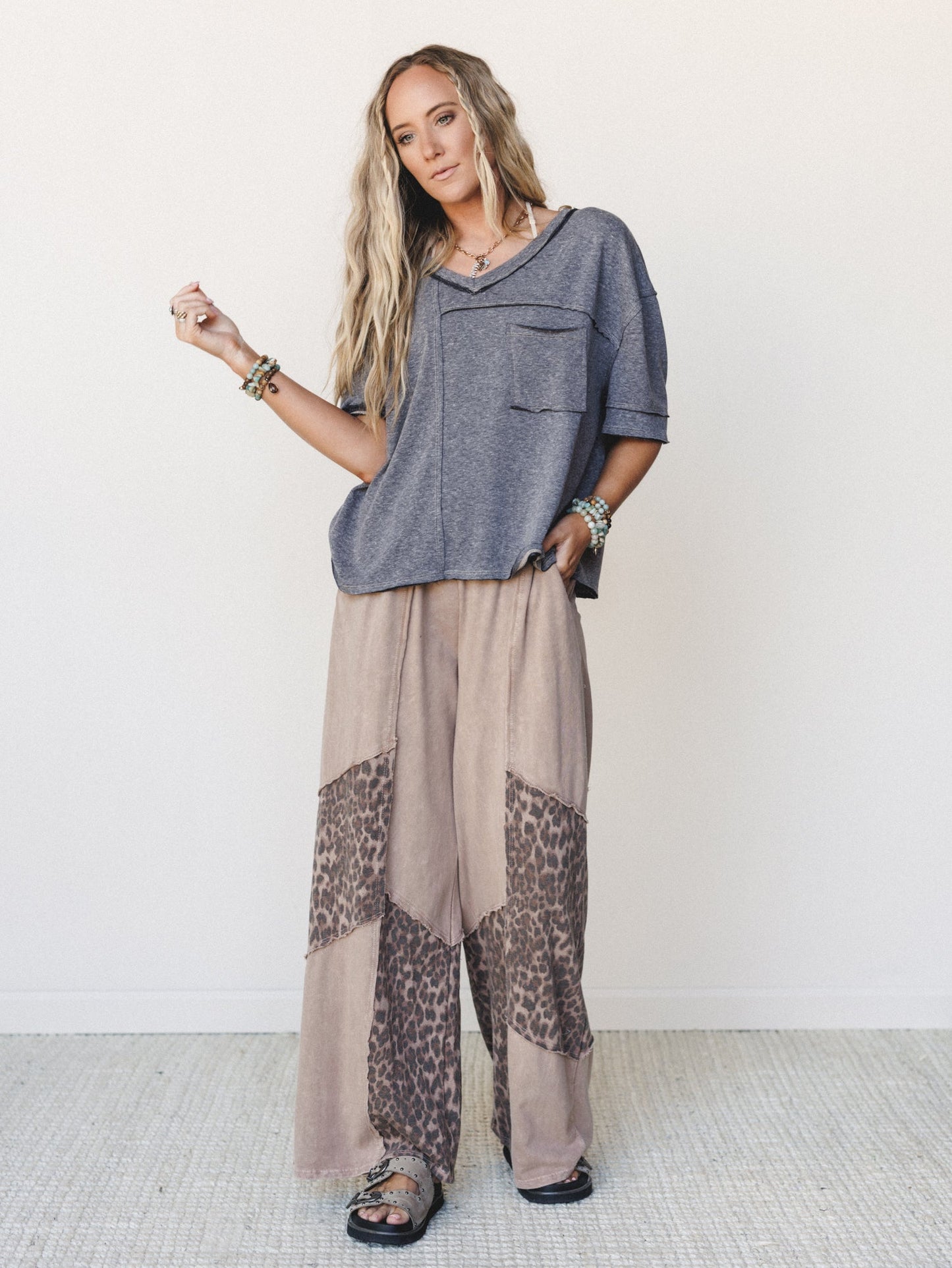 Printed Spirit Wide Leg Pants - Latte