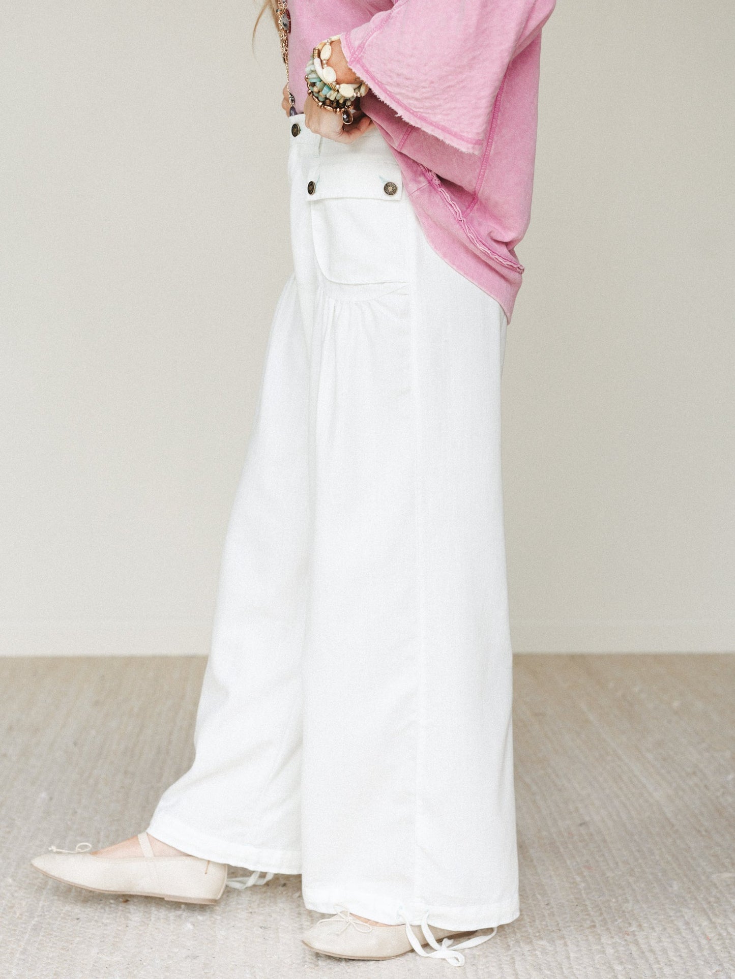East Bay Loose Fit Cargo Jeans - White
