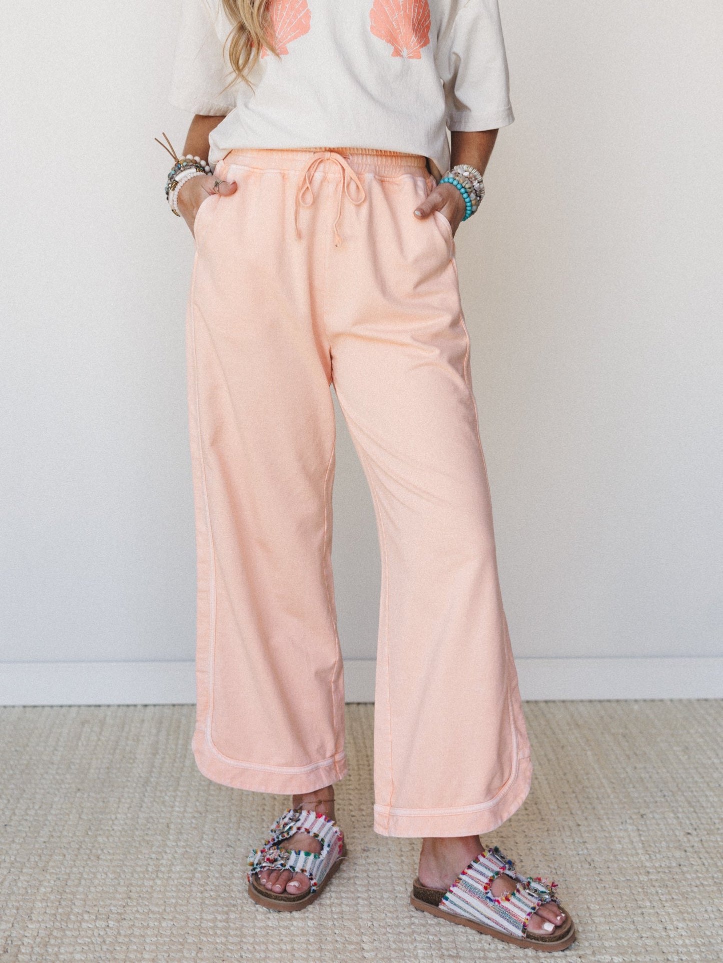 So Comfy Wide Leg Pant Cropped Length - Orange