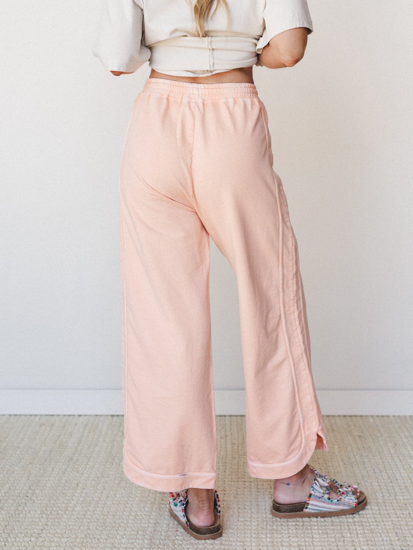 So Comfy Wide Leg Pant Cropped Length - Orange