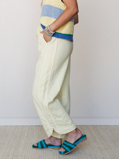 So Comfy Wide Leg Pant Cropped Length - Yellow