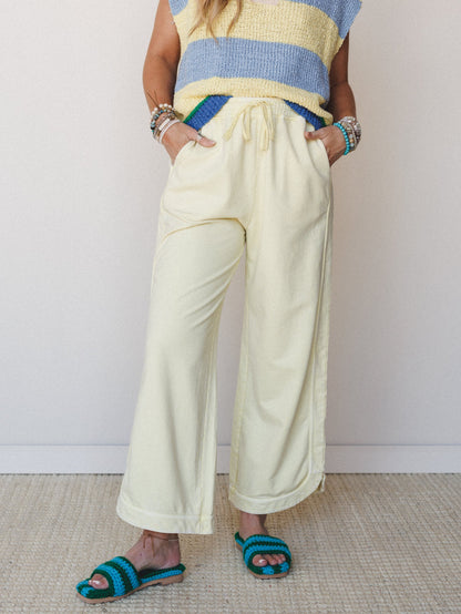 So Comfy Wide Leg Pant Cropped Length - Yellow