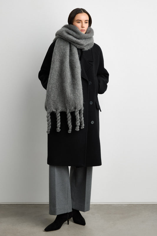 WOOL BLEND SCARF WITH TASSEL