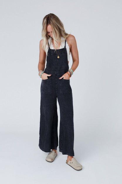 Molly Tie Back Overalls - Black