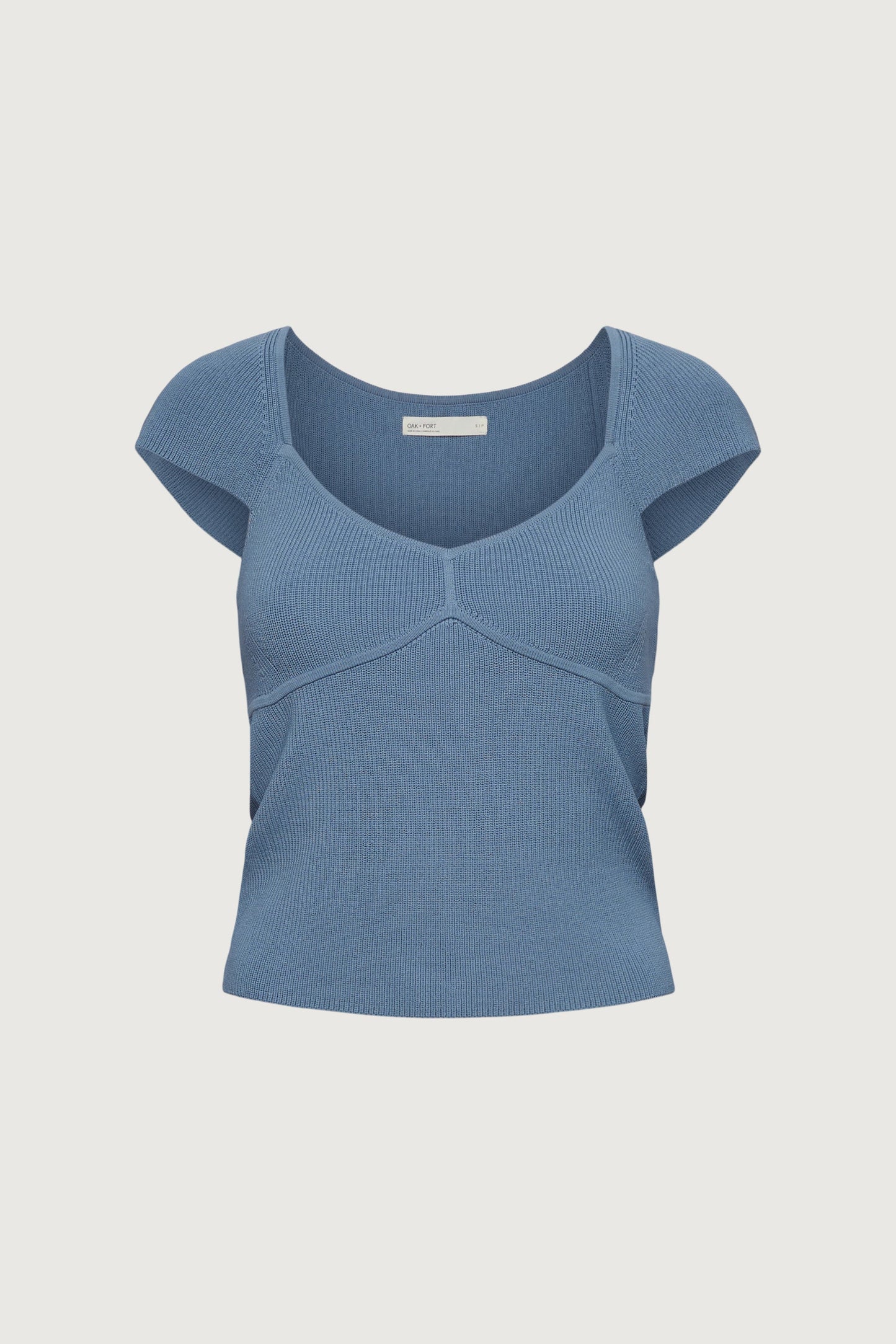 RIBBED CAP SLEEVE SHORT SLEEVE SWEATER