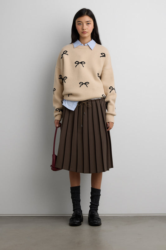 BOW JACQUARD KNIT SWEATER