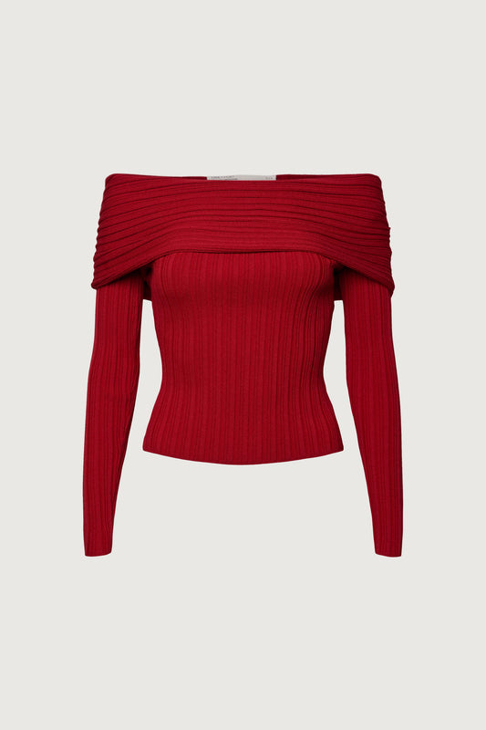 RIBBED OFF THE SHOULDER SWEATER