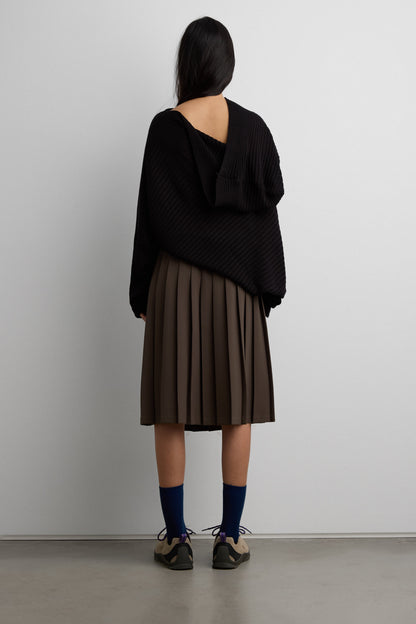 SLOUCHY OFF THE SHOULDER KNIT HOODIE