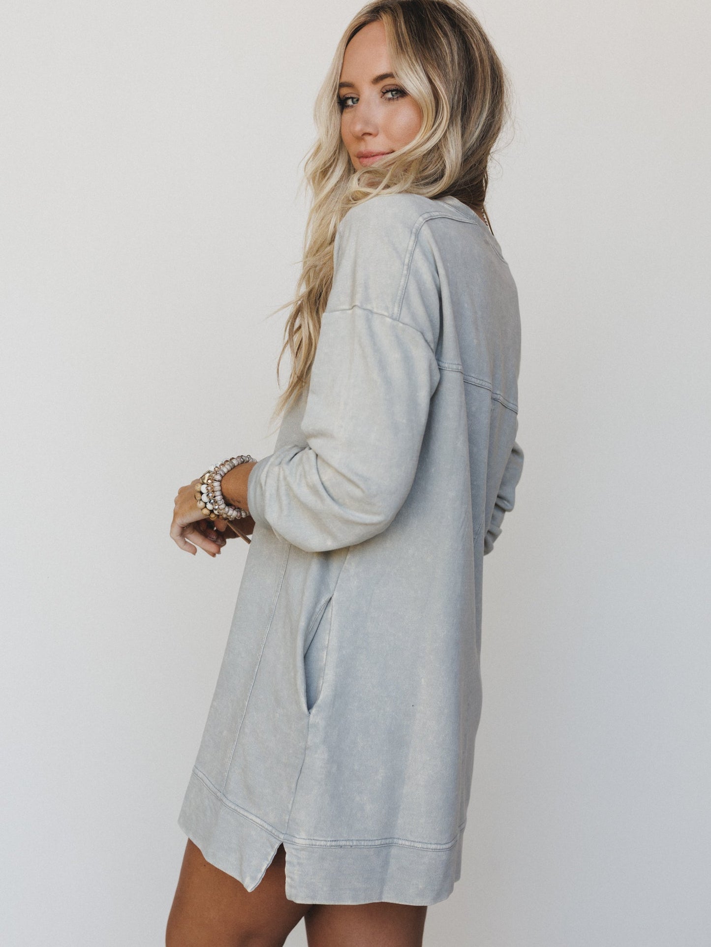 Mission Cozy Sweatshirt Dress  - Sleet