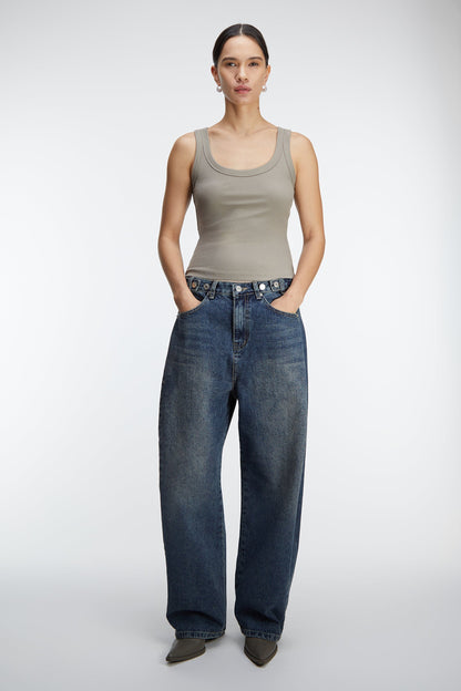 RIBBED MODAL SCOOP NECK TANK TOP