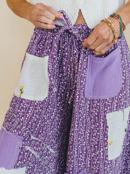 Jeanie Patchwork Pants - Lilac